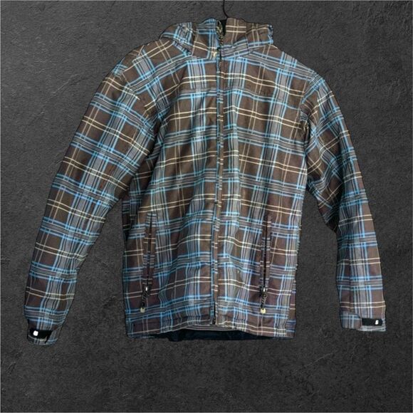 Killtec Boys Blue Plaid Full Zip All Weather Snowboarding Jacket sz 12 Resort Ou - Picture 2 of 5